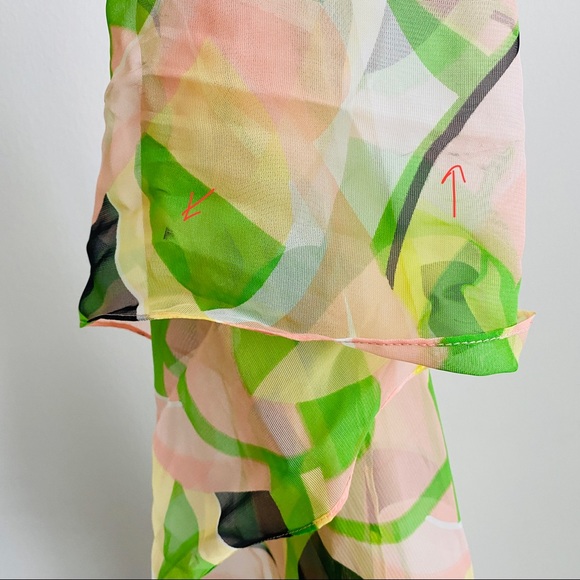 Vintage Sheer Multicolor Abstract Print Versatile Wear Scarf - Picture 15 of 15